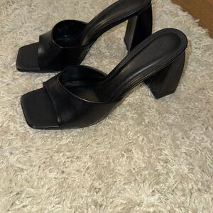 Forever 21 Black Block Heel Mules